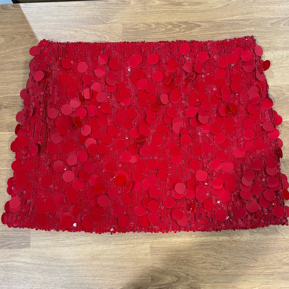 Edikted Red Mini Sequin Skirt